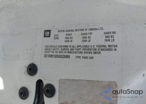 2006 Chevrolet Monte Carlo Lt from USA, damaged, VIN 2G1WM15K569329069